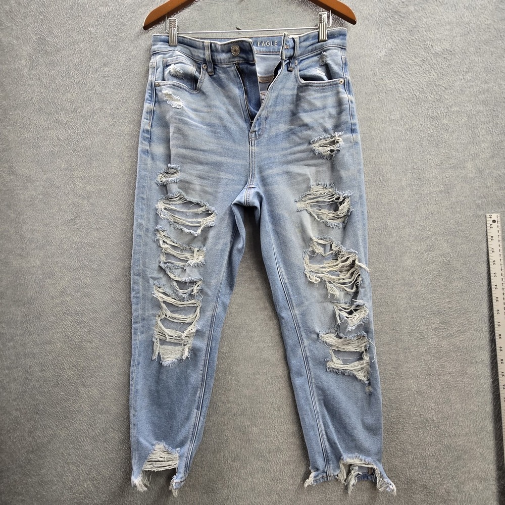 American Eagle Outfitters Women Jeans US 8 Light Blue Denim Mom Jean Grunge Y2K